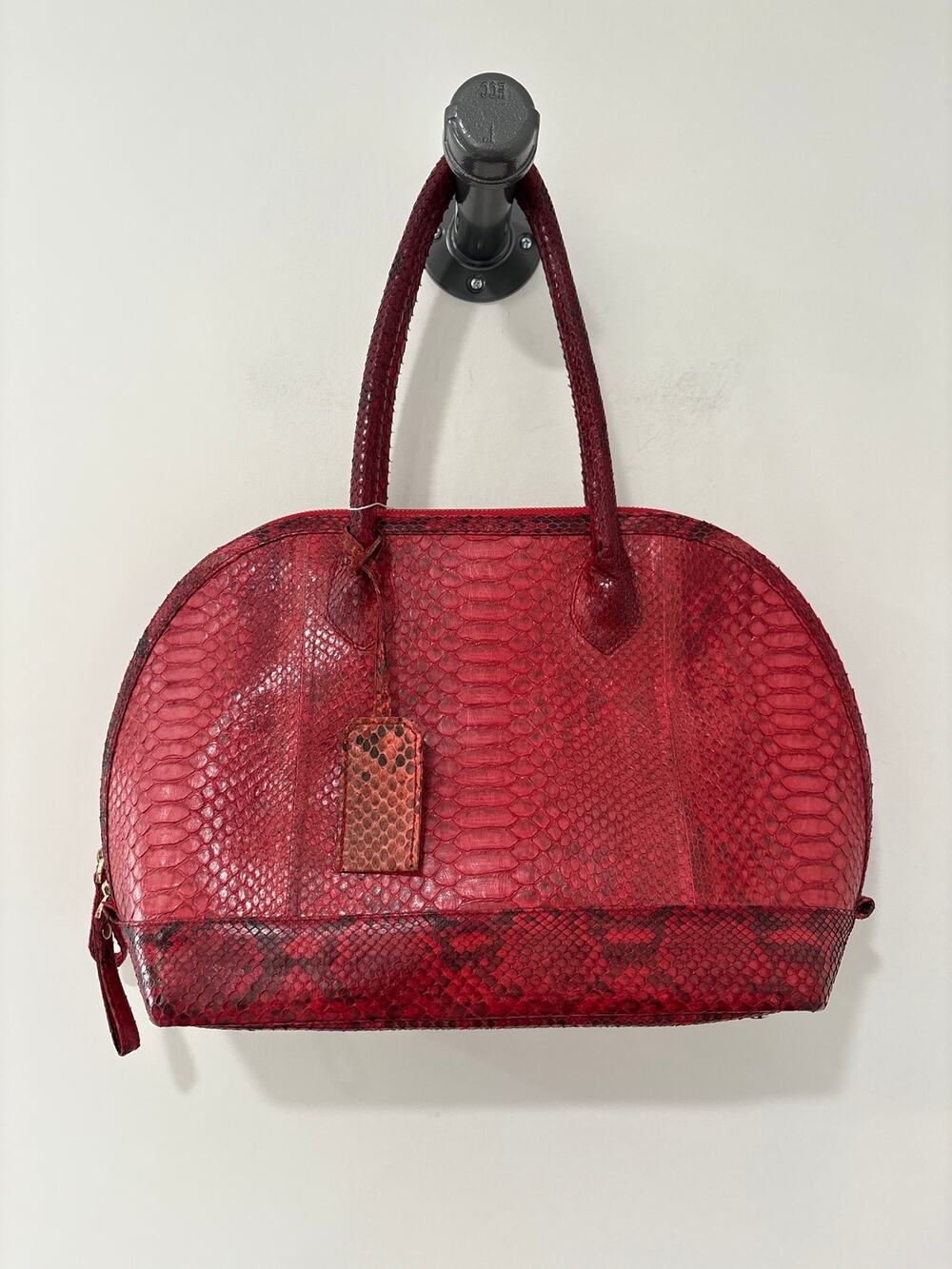 Pelle Moda Red Python Leather Top Handle Bag